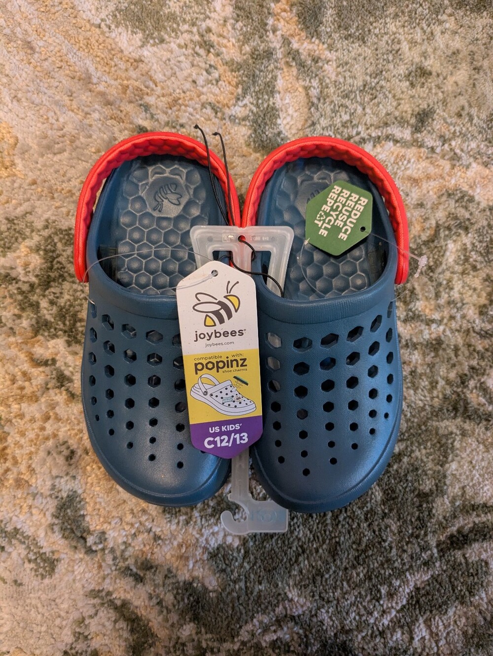 NWT Joybees Kids Navy Blue Clogs with Red Strap - US C12/13